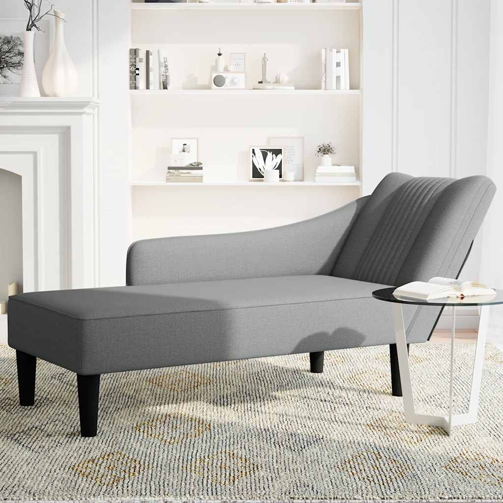 Chaiselongue mit Rechter Armlehne Hellgrau Stoff