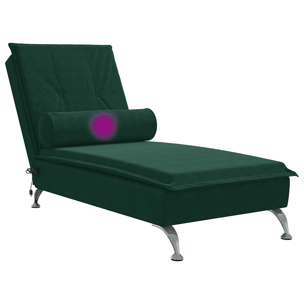 Massage-Chaiselongue mit Nackenrolle Hellgrau Samt