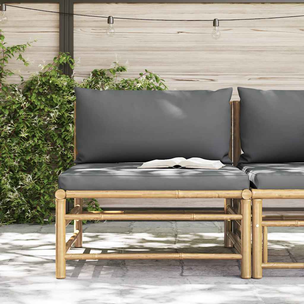 3-tlg. Garten-Lounge-Set mit Kissen Bambus