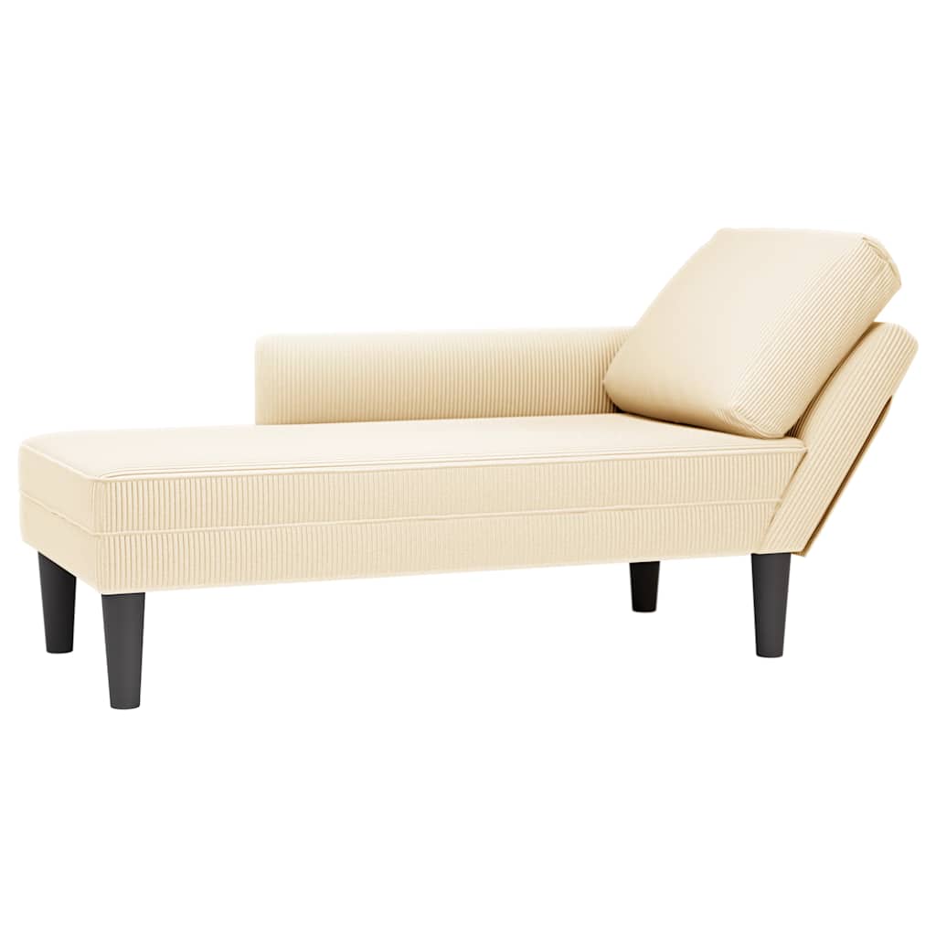 Chaiselongue mit Kissen Hellgrau Cordstoff