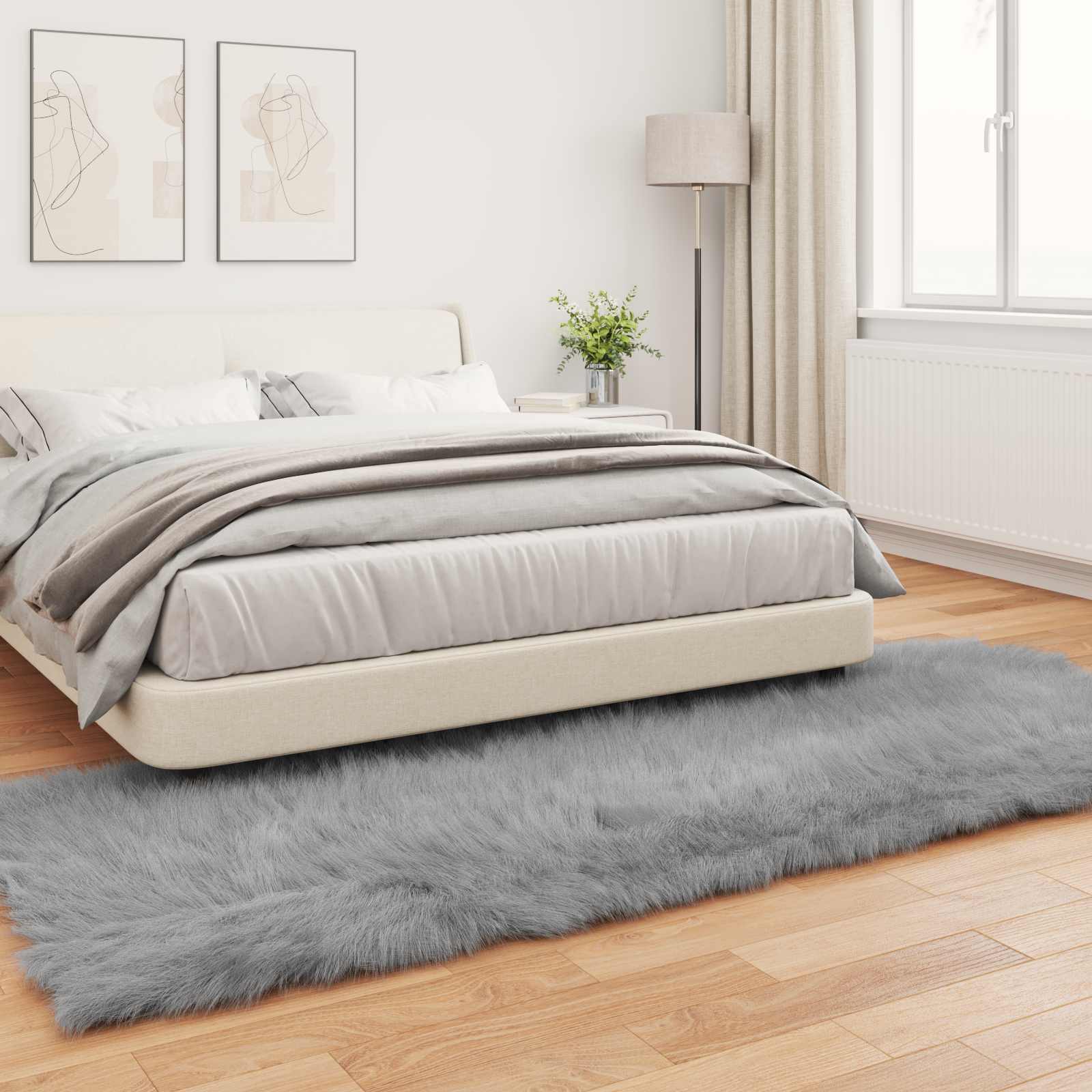 Teppich aus Kunstschaffell TAFALLA Weiß 60 x 110 cm Polyester