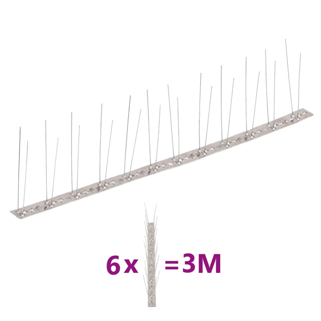 20-tlg. Taubenabwehr Spikes-Set Edelstahl 10 m 4-reihig