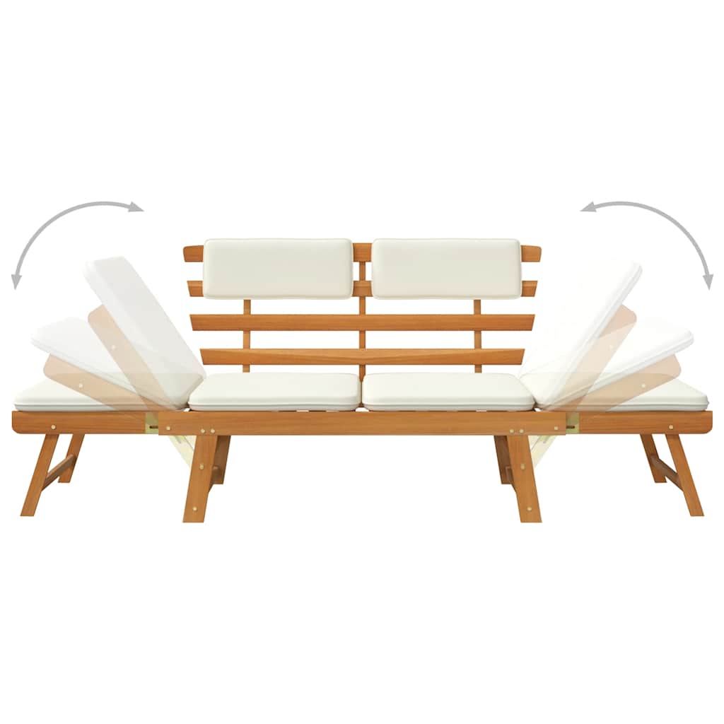 Gartenbank mit Auflagen 2-in-1 190 cm Grau Massivholz Akazie