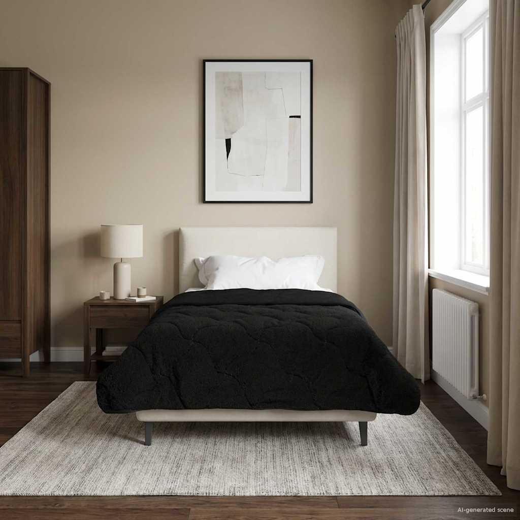 Sommerdecke Anthrazit 135 x 200 cm Mikrofaser und Teddy-Fleece