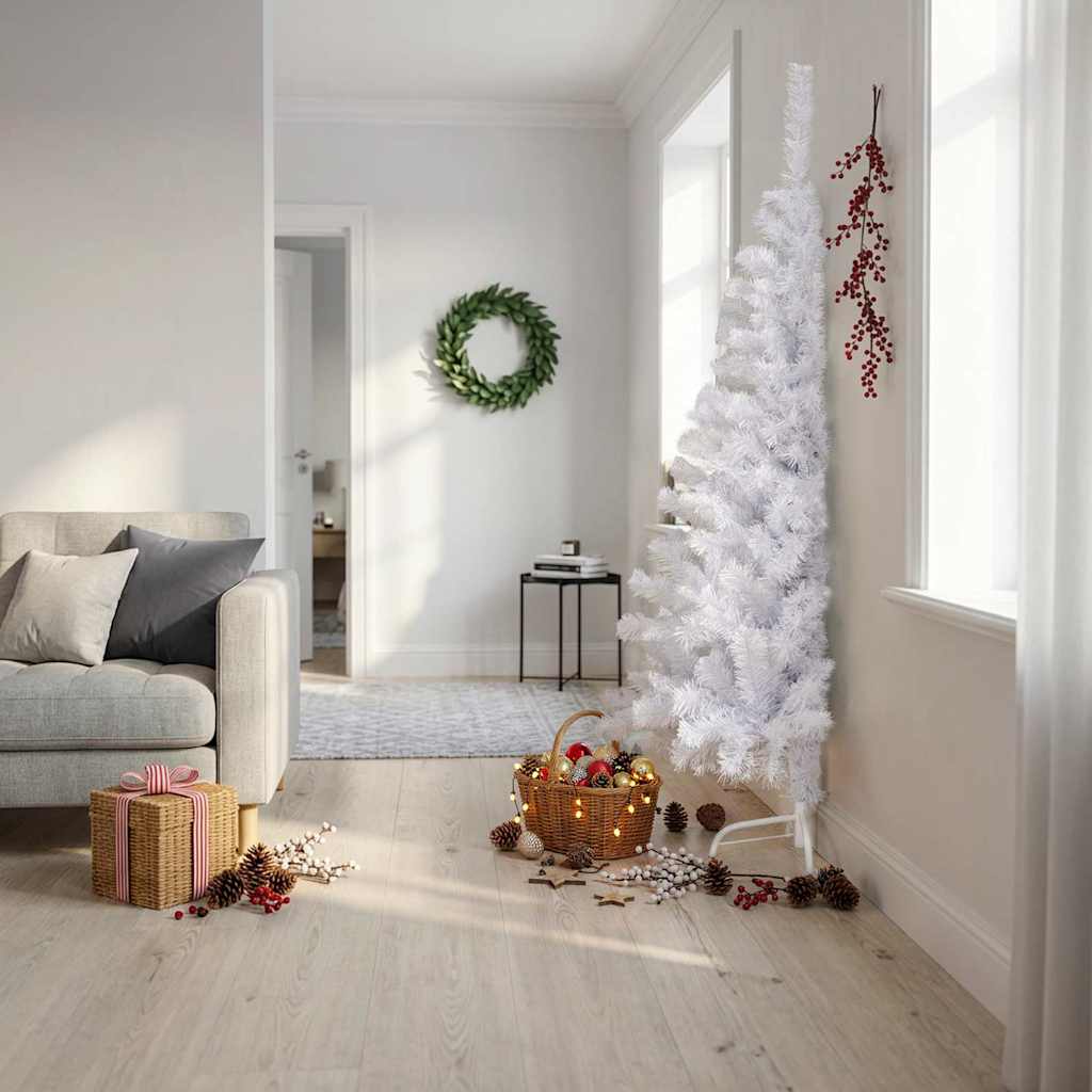 Künstlicher Halb-Weihnachtsbaum mit Ständer Grün 150 cm PVC