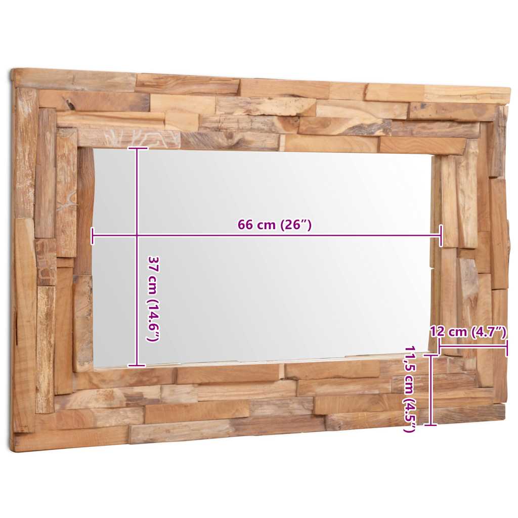 Dekorativer Spiegel Teak 120 x 60 cm Rechteckig