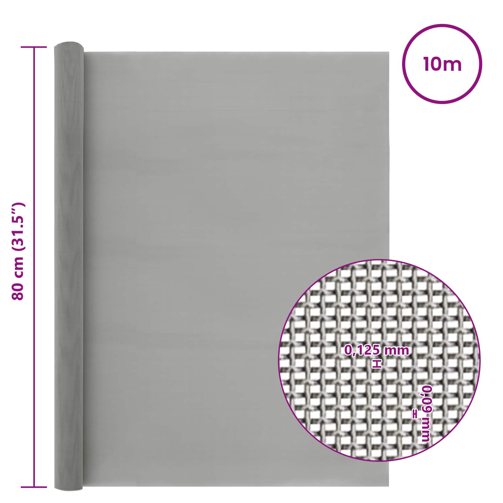 Mesh Bildschirm 20 x 500 cm 20 Mesh Edelstahl 201 Silber