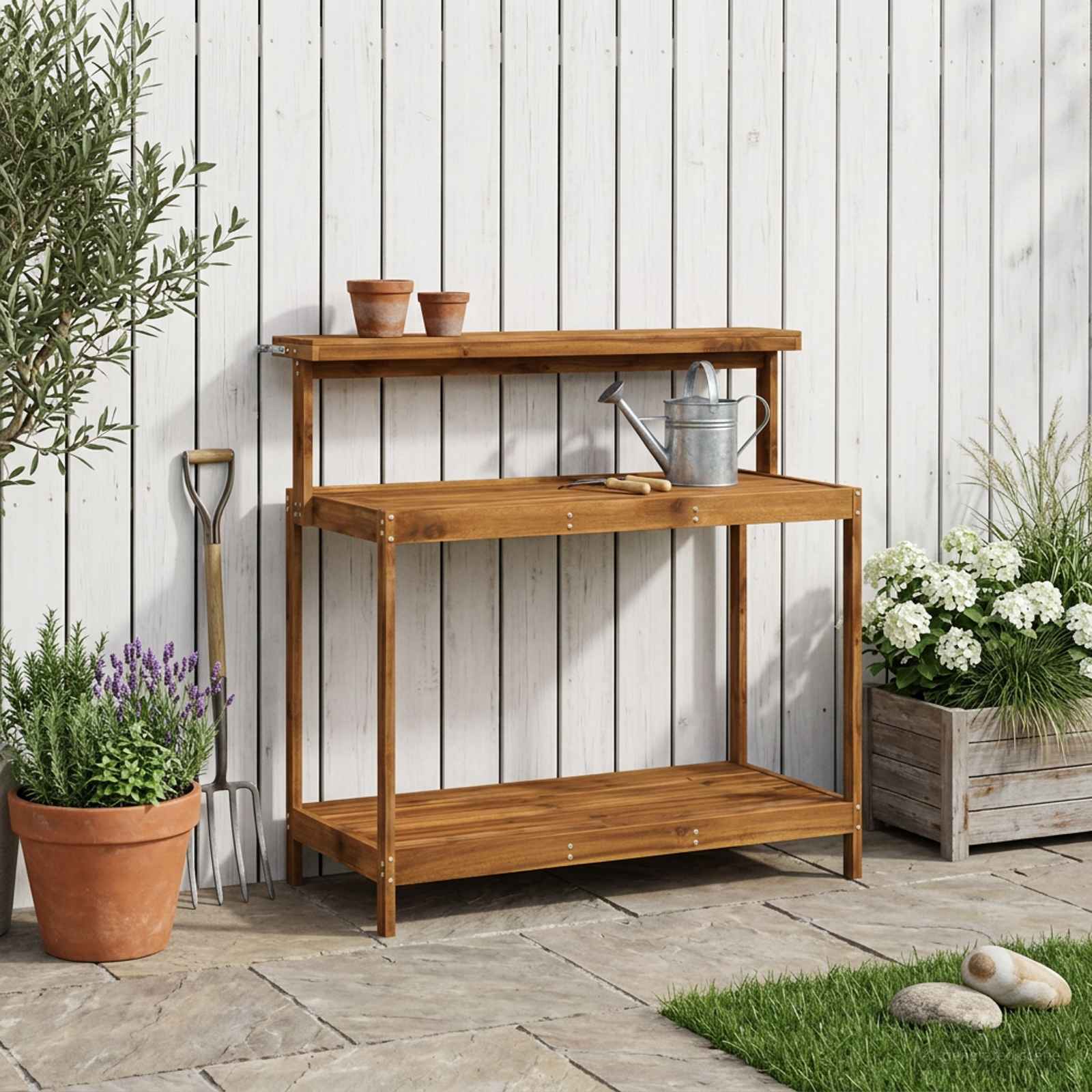 Outdoor Umtopfbank 56,5 x 48,5 x 107 cm Massivholz Akazie Natur