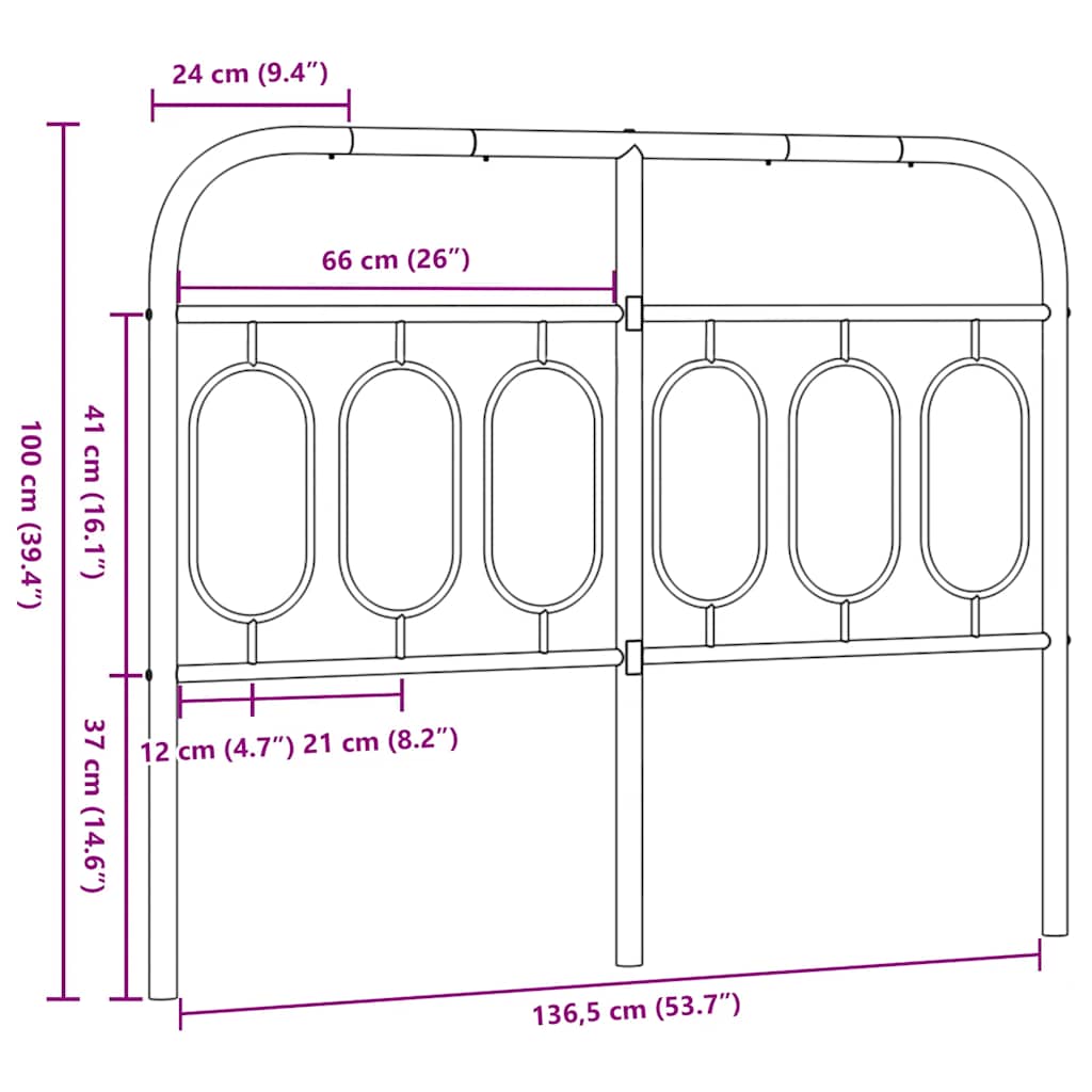 Ersatz-Kopfteil Metall Schwarz 75 cm