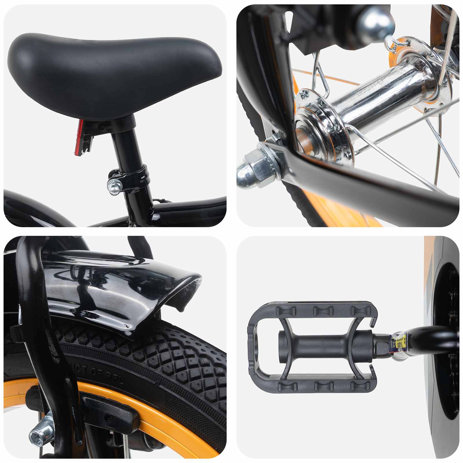 Kinderfahrrad 12 Zoll für 2-4 Jahre alt Orange Schwarz