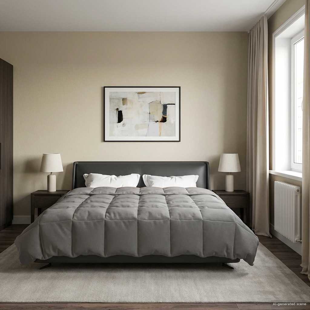 Winterbettdecke Gepolstert Anthrazit 240 x 260 cm Mikrofaser