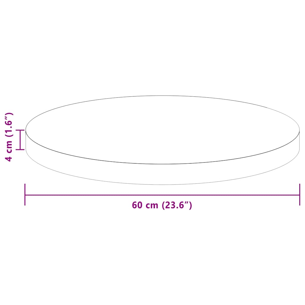 Runde Tischplatte Ø30x1,5 cm Unbehandeltes Massivholz Eiche
