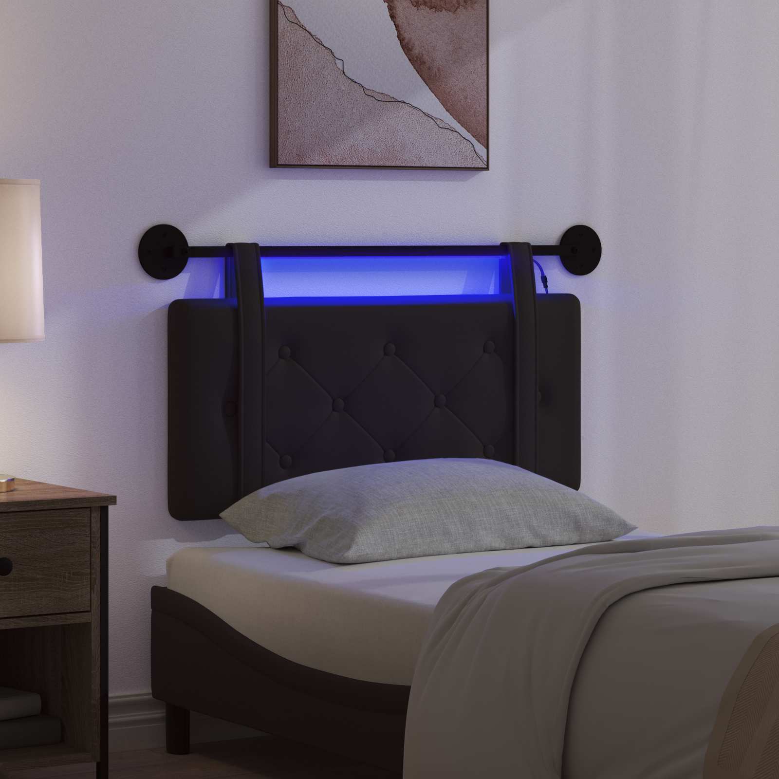 Hängendes Kopfteil Mit LED Licht Creme Kunstleder