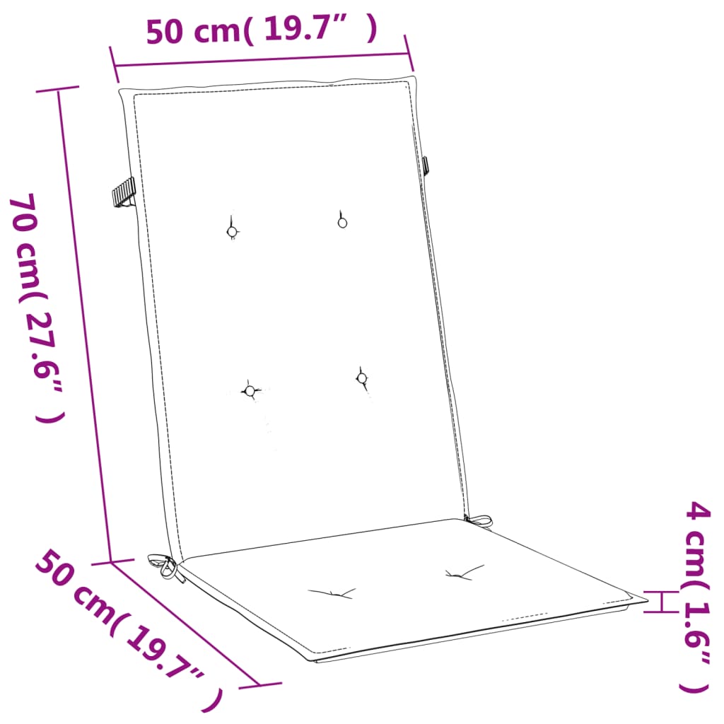 Hochlehner-Auflagen 2 Stk. Melange Anthrazit 120x50x7cm Stoff