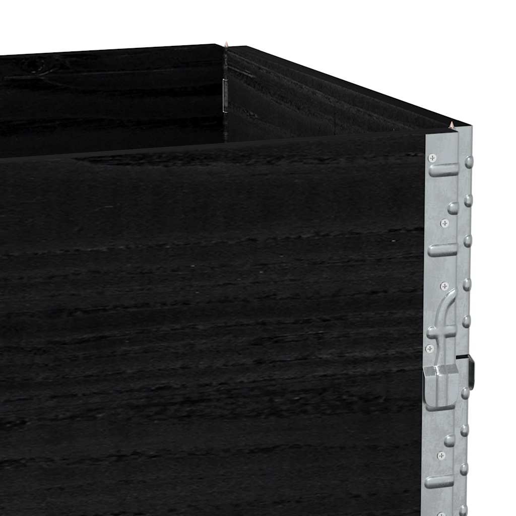 Paletten-Aufsatzrahmen Schwarz 80x60 cm Massivholz Kiefer
