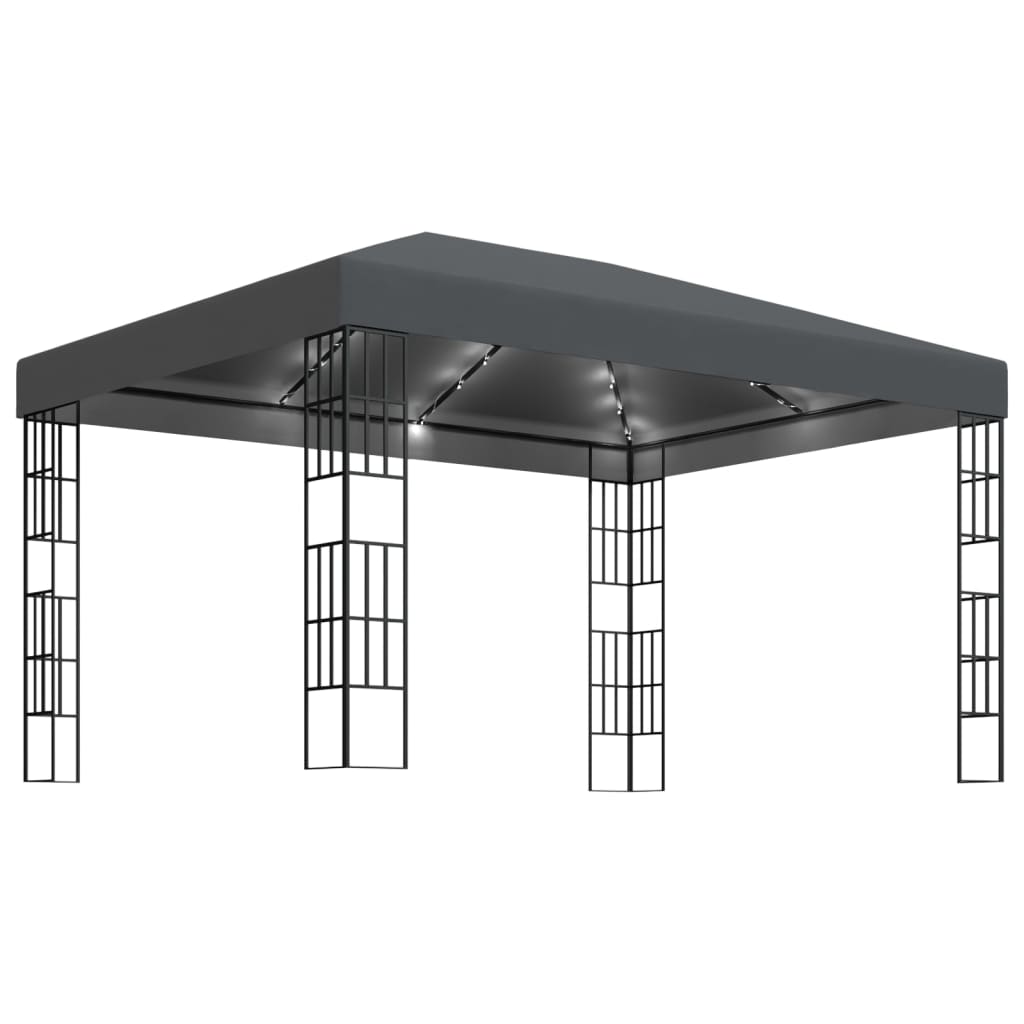 Pavillon mit LED-Lichterkette 3x3 m Taupe