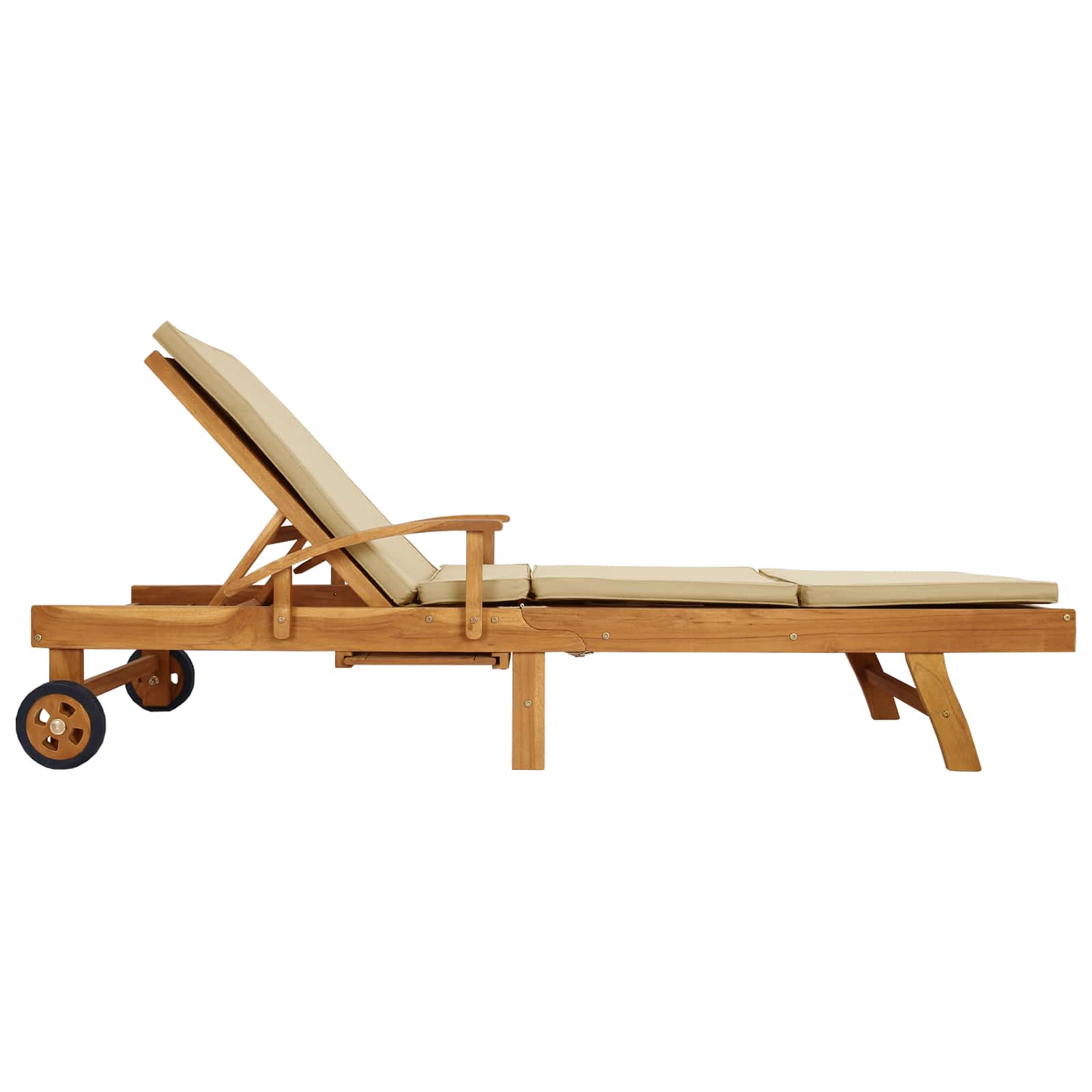 Sonnenliege 1-Person Braun Massivholz Teak