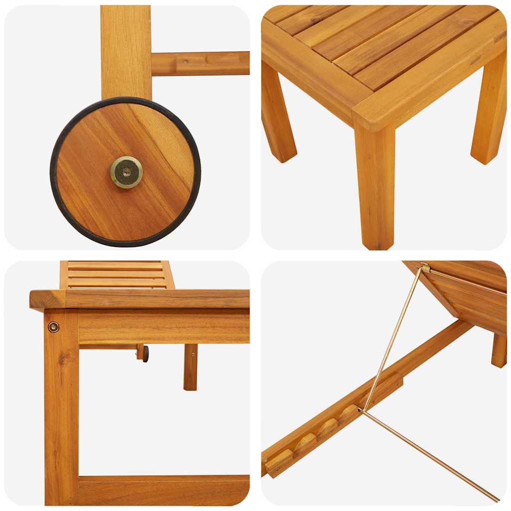 Sonnenliege Braun 202 x 53 x 89 cm Massivholz Akazie