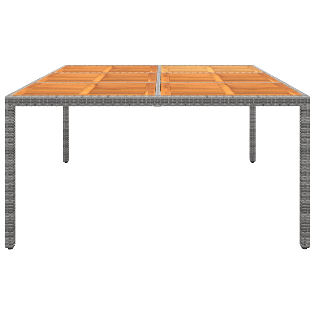 Gartentisch 200x150x75 cm Akazienholz und Poly Rattan Schwarz