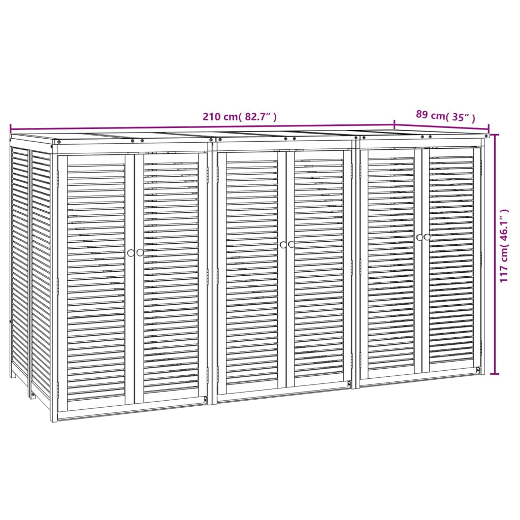 Mülltonnenbox für 2 Tonnen 140x89x117 cm Massivholz Akazie