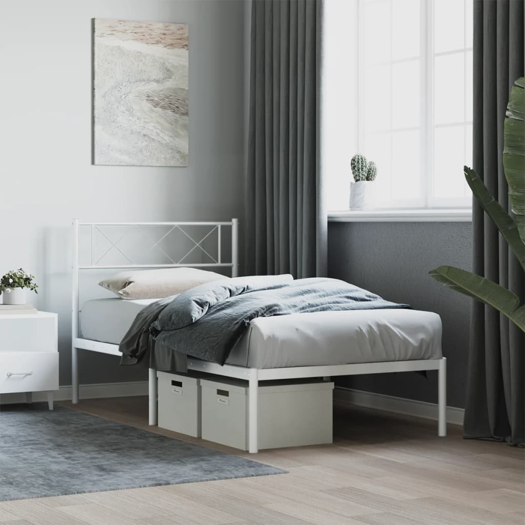 Bettgestell mit Kopfteil Metall Schwarz 100x190 cm