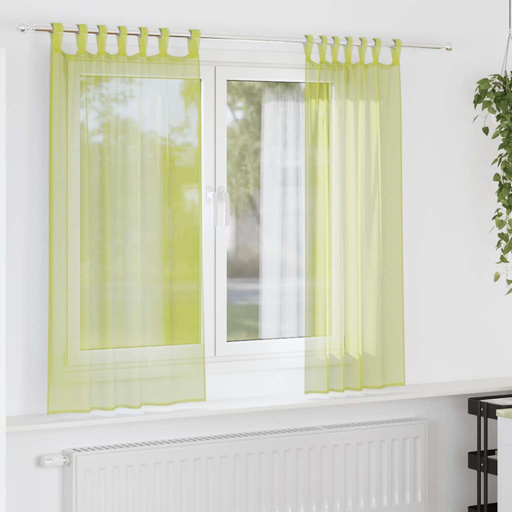 Voile Vorhänge mit Ösen 2 Stk. Apfelgrün 140x140 cm