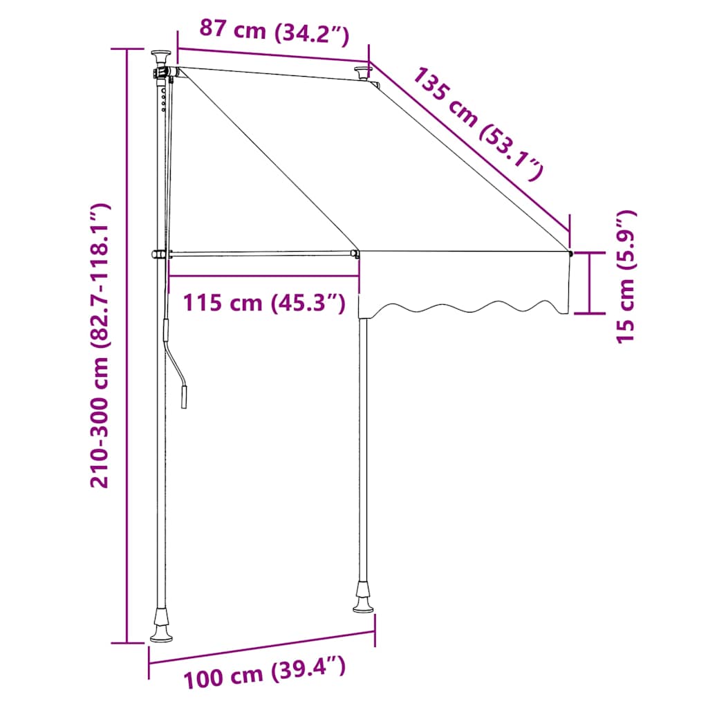 Einziehbare Markise Handbetrieben 150 cm Anthrazit