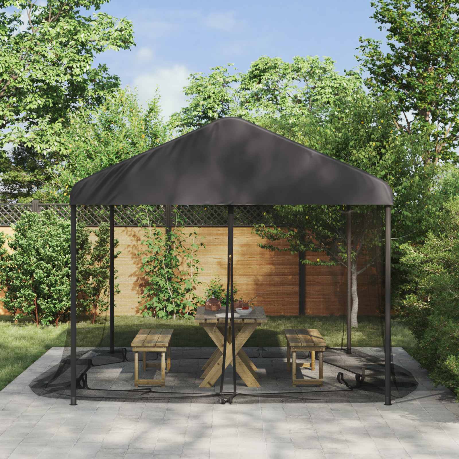 Moskito-Netz für Pavillon Rechtwinklig 220 Mesh Schwarz