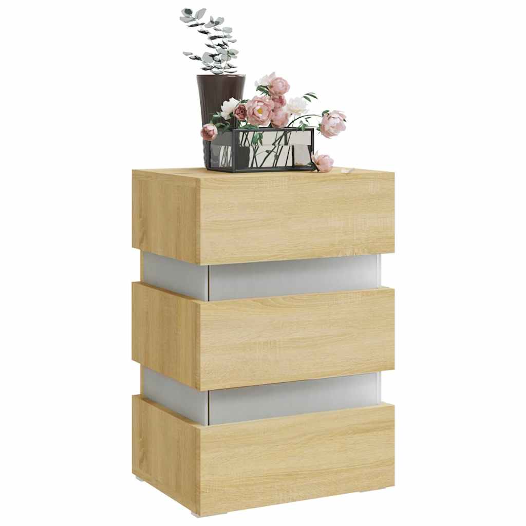 LED-Nachttisch Weiß 45x35x67 cm Holzwerkstoff