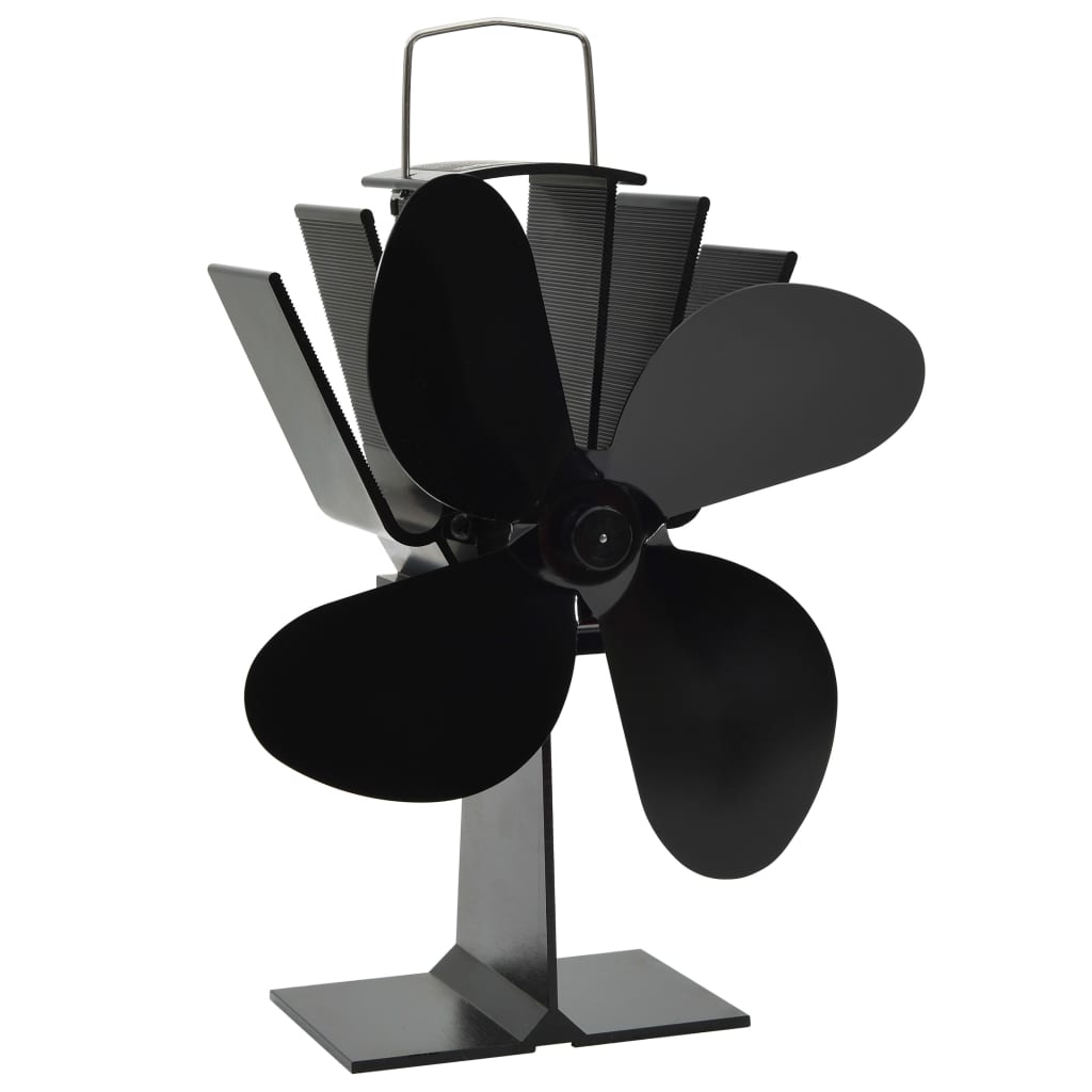 Ofenventilator Wärmebetrieben 2 Blätter Schwarz