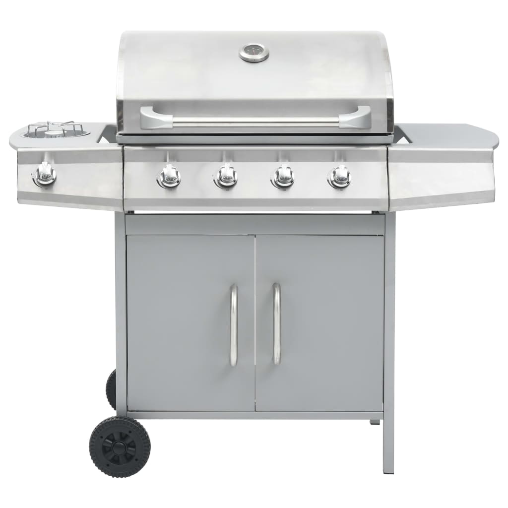 Gasgrill 4+1 Flammen Schwarz Stahl