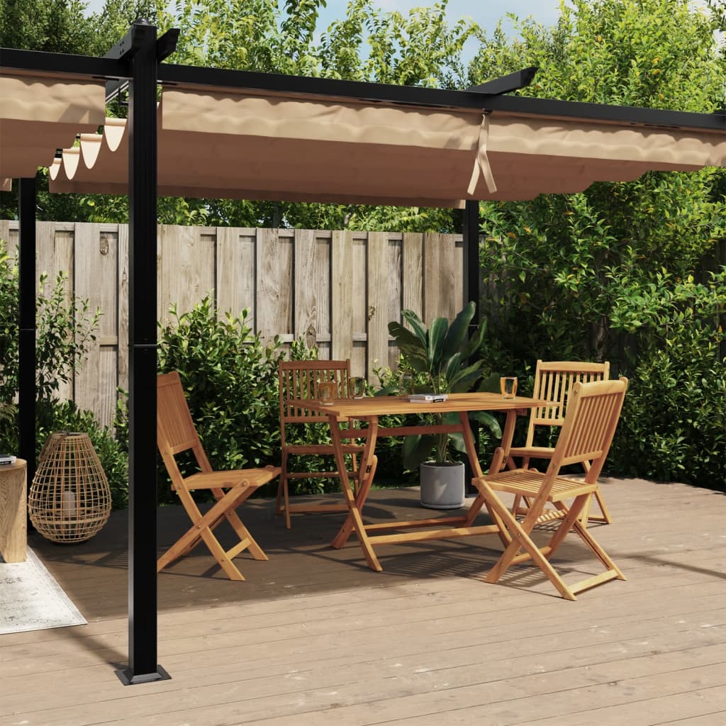 Gartenpavillon mit Ausziehbarem Dach Creme 3x6 m Aluminium