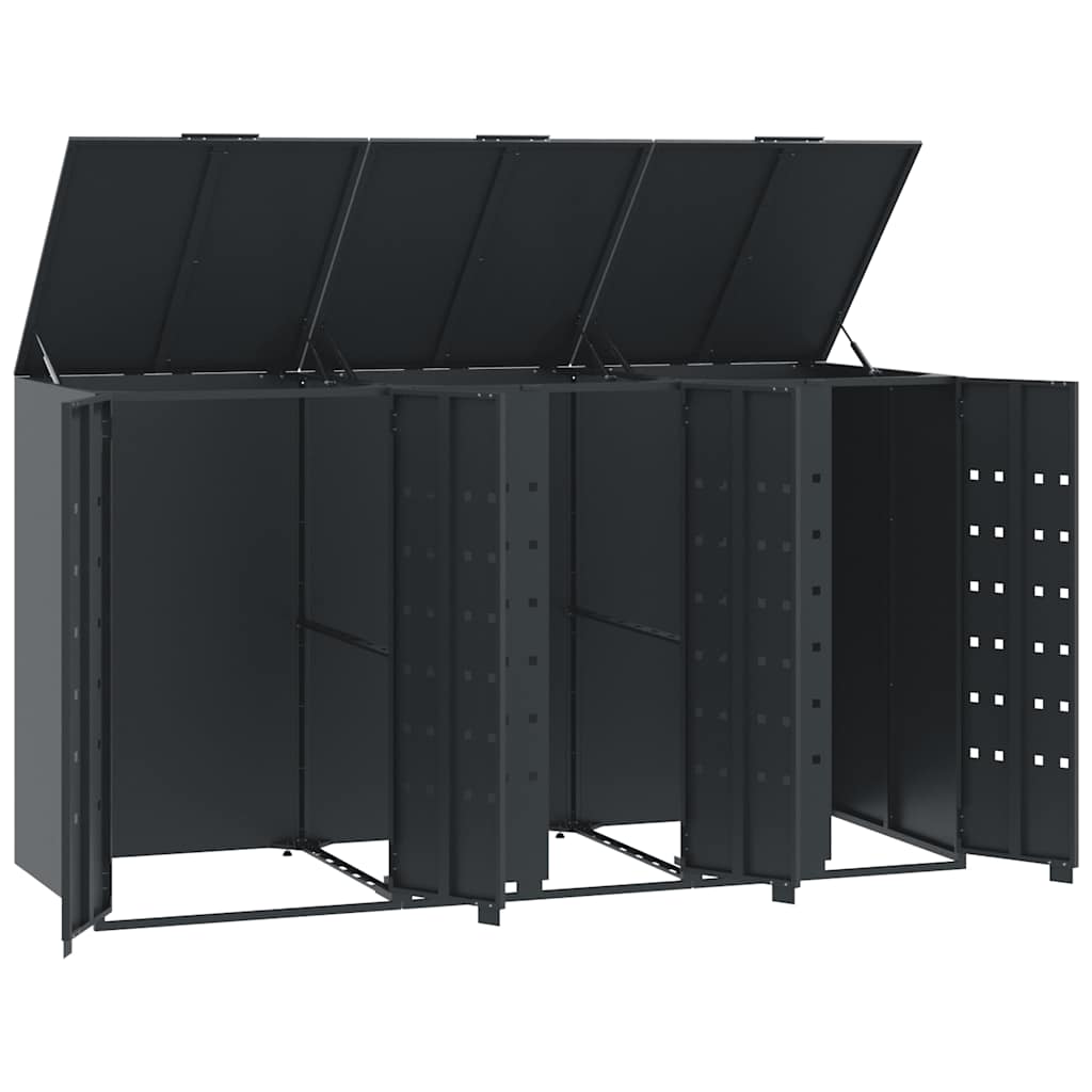 Mülltonnenbox für 2 Tonnen Schwarz 138x79x117 cm Stahl