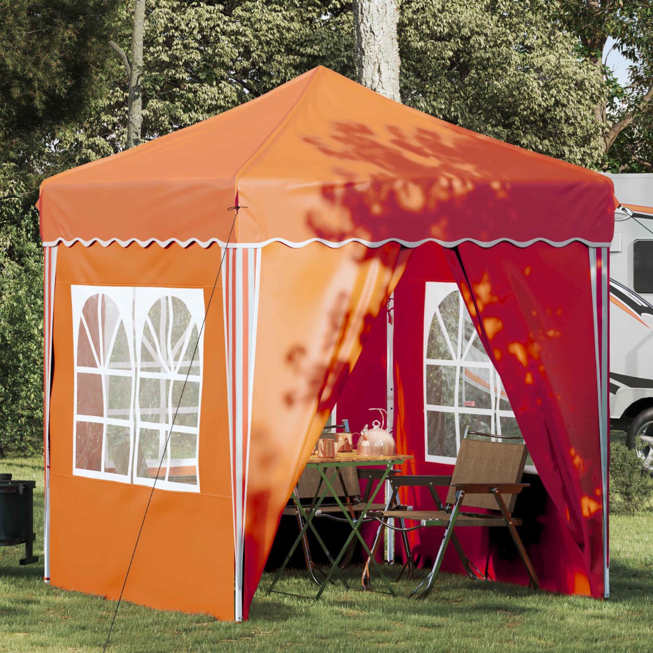 Pop-up Partyzelt 195 x 195 x 245 cm Creme Oxford-Stoff