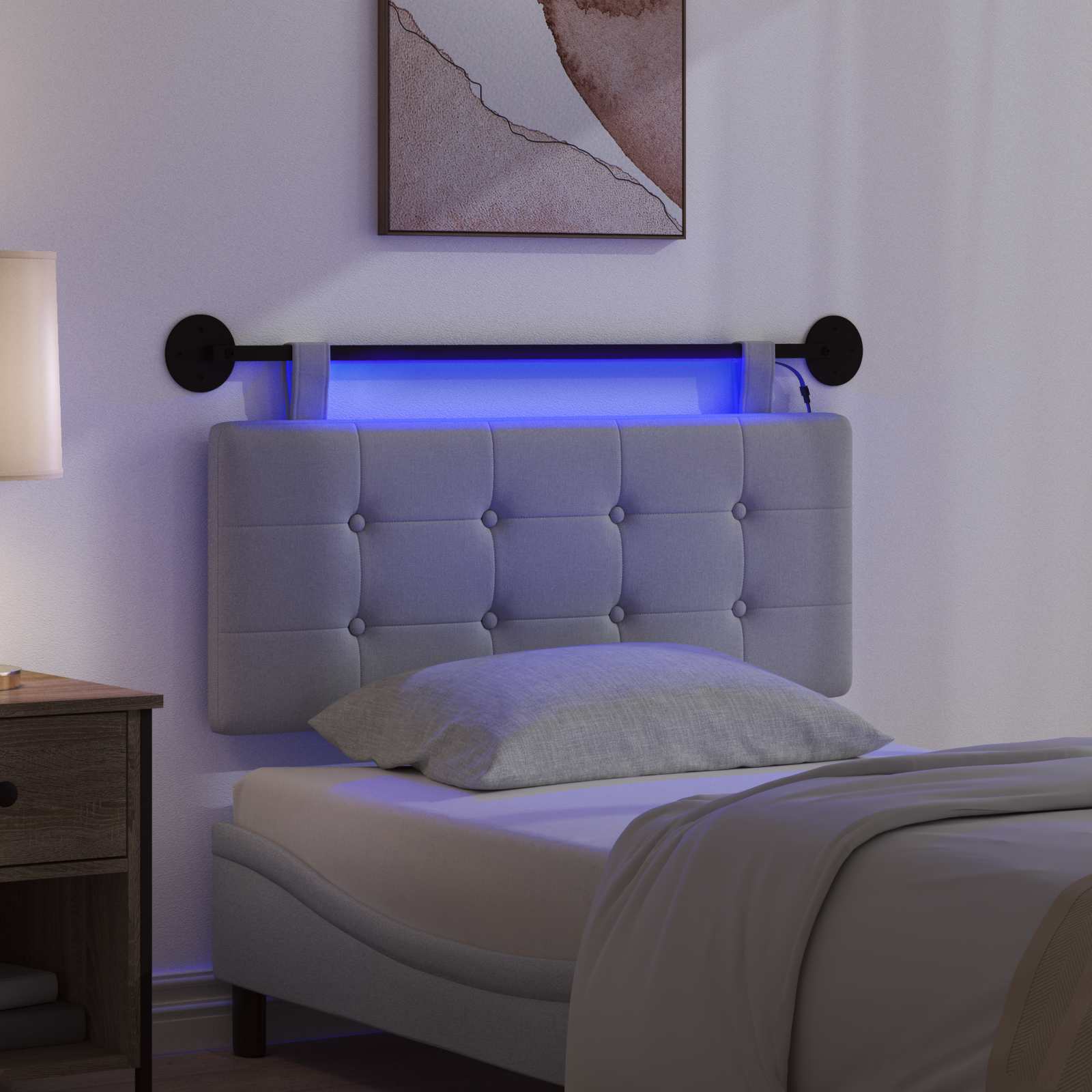 Hängendes Kopfteil Mit LED Licht Wolkengrau Stoff