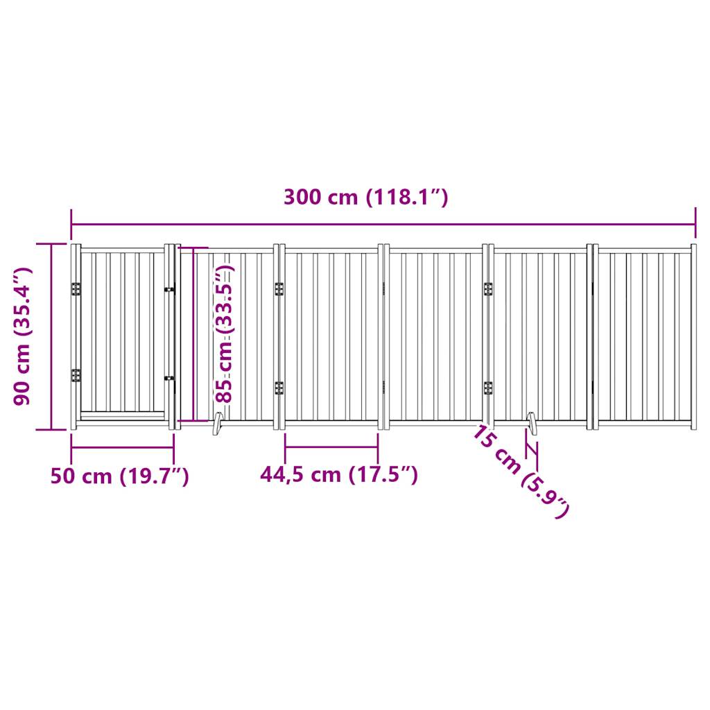3-tlg. Hundetor Faltbar 150 cm Massivholz Tanne