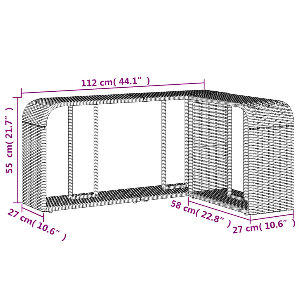 10-teiliges Gartensofa-Set mit Kissen, schwarzes Polyrattan