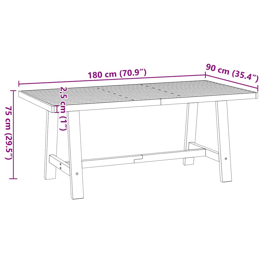 Esstisch NOAIN U-Form-Beine 180x90x75 cm Massivholz Kiefer