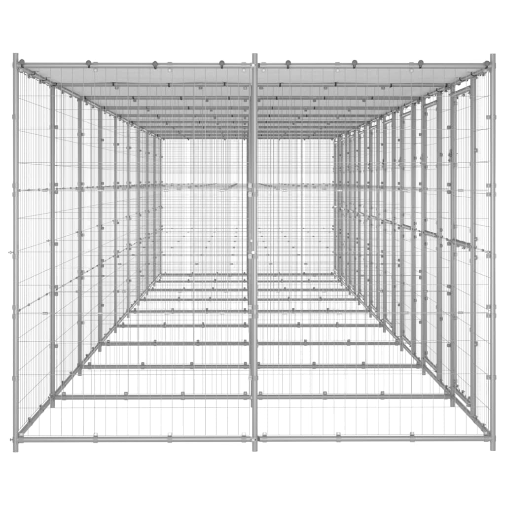 Outdoor-Hundezwinger Stahl mit Überdachung 110x220x180 cm