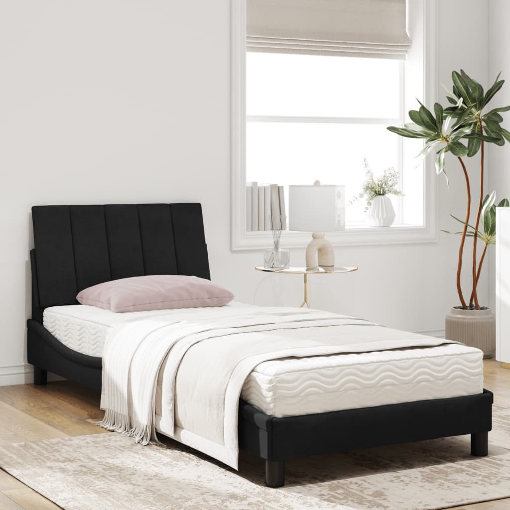Bett mit Matratze "Hanko" Hellgrau 80x200 cm Samt