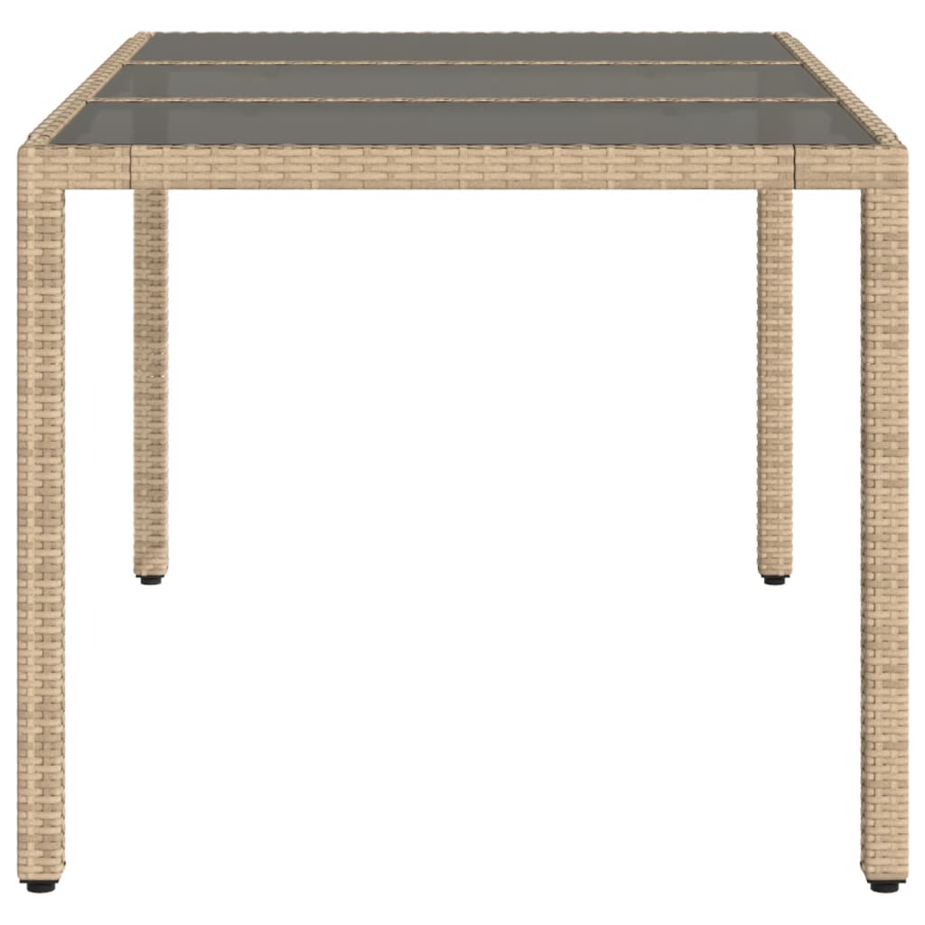 Gartentisch 150x90x75 cm Hartglas und Poly Rattan Schwarz