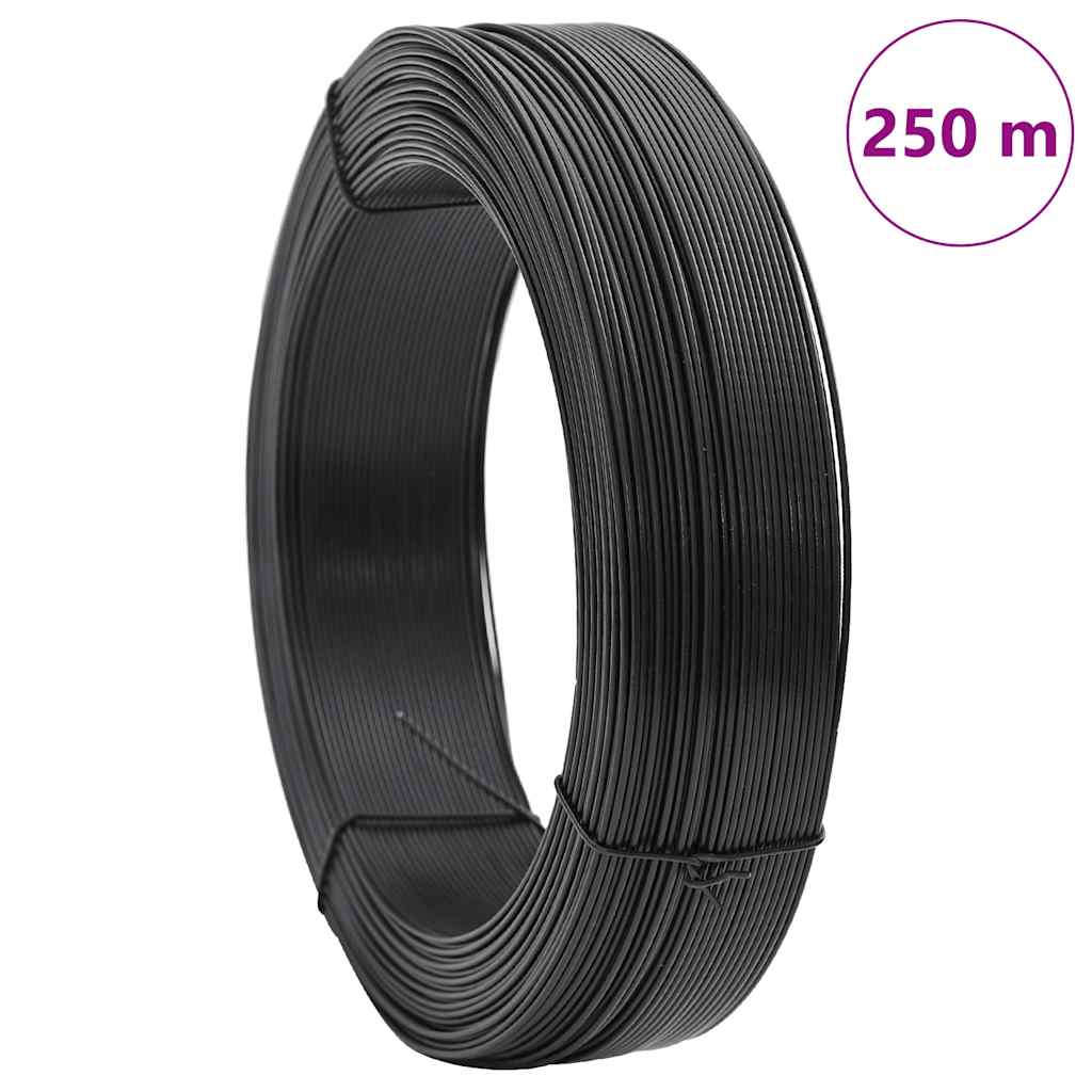 Zaun-Bindedraht 250 m 0,9/1,4 mm Stahl Schwarzgrün