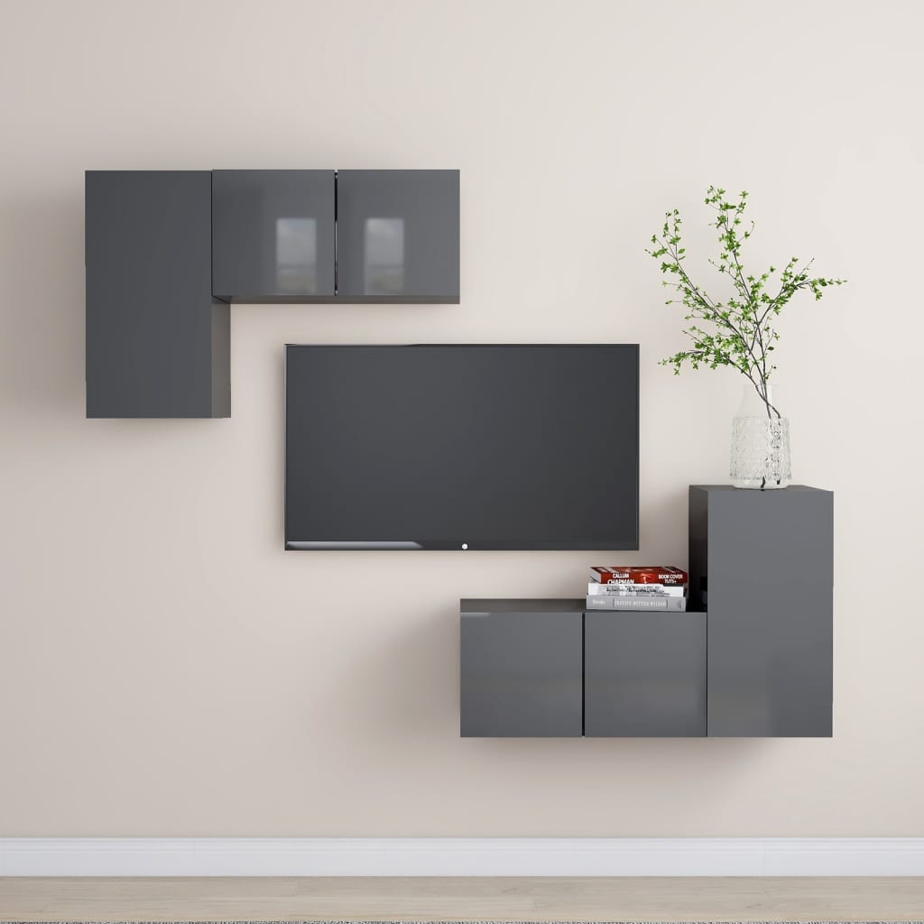 4-tlg. TV-Schrank-Set Weiß Holzwerkstoff