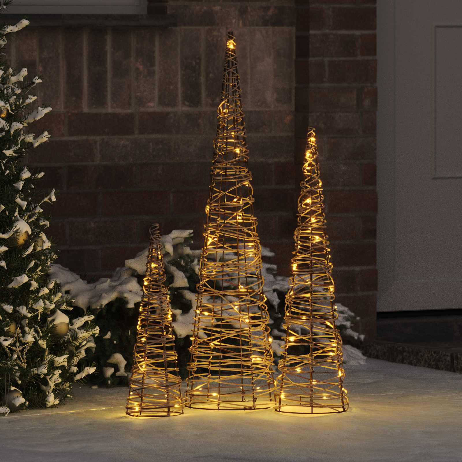 Weihnachtsbaum mit 90 LEDs 3 pcs Warmweiß 20 x 20 x 80 cm PET