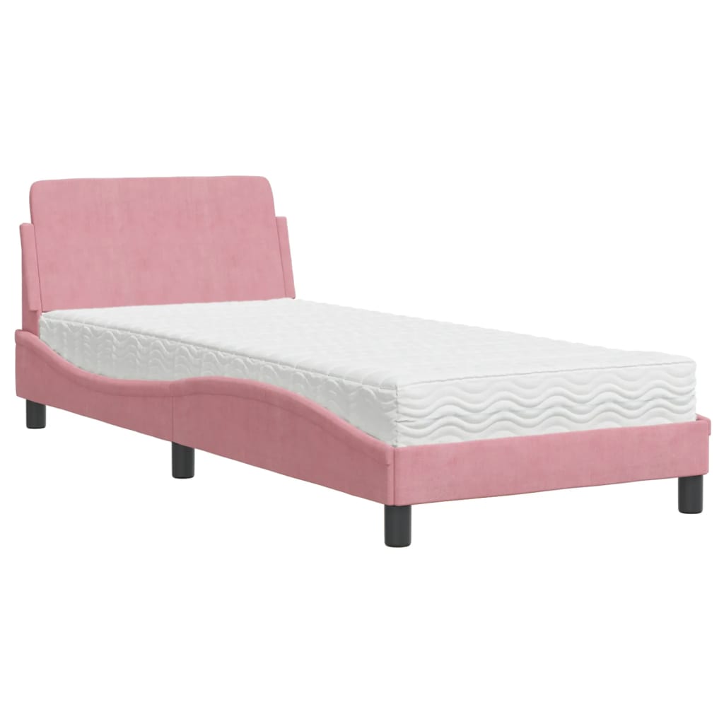 Bett mit Matratze "Dover" Hellgrau 80x200 cm Samt