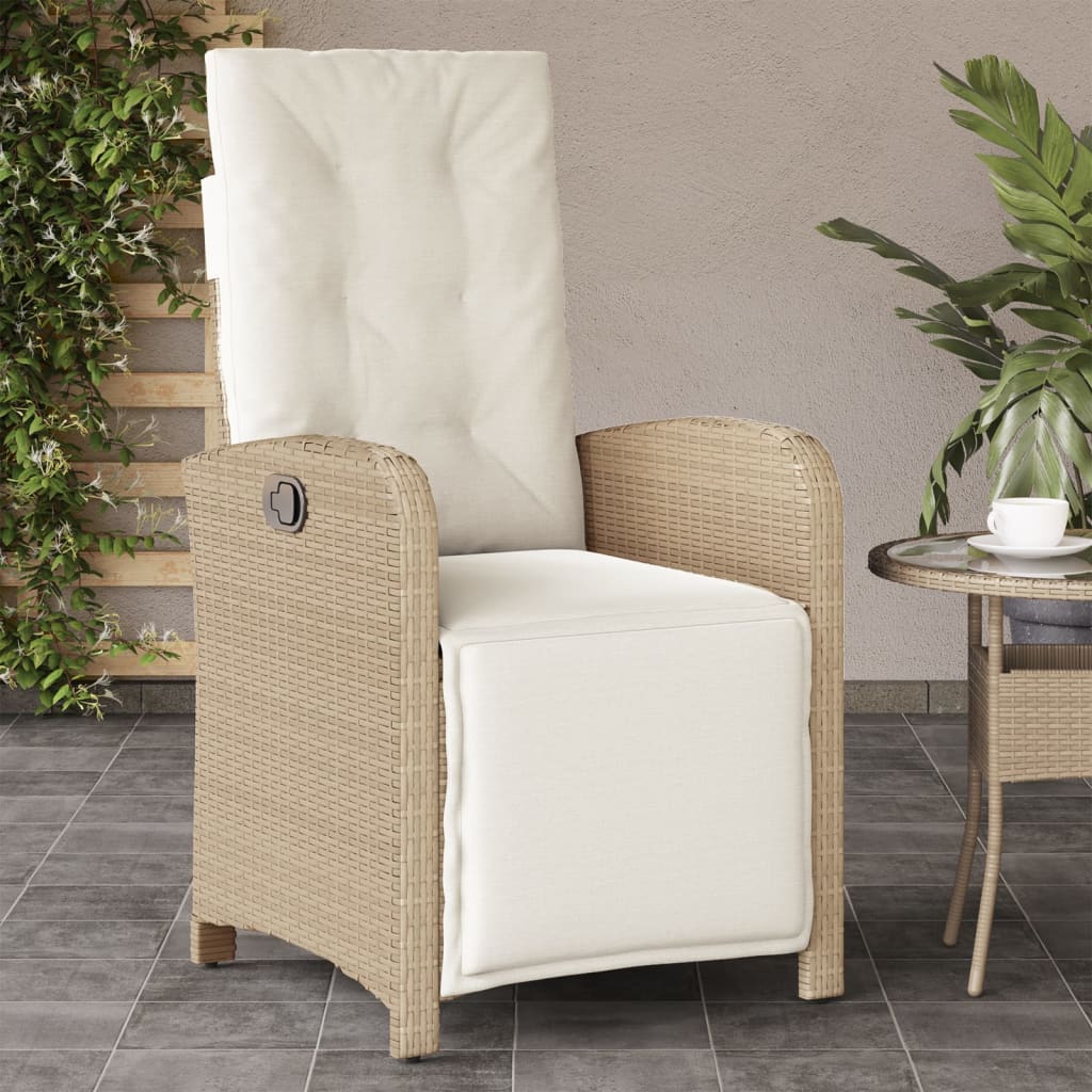 Gartensessel mit Fußteil Verstellbar Schwarz Poly Rattan