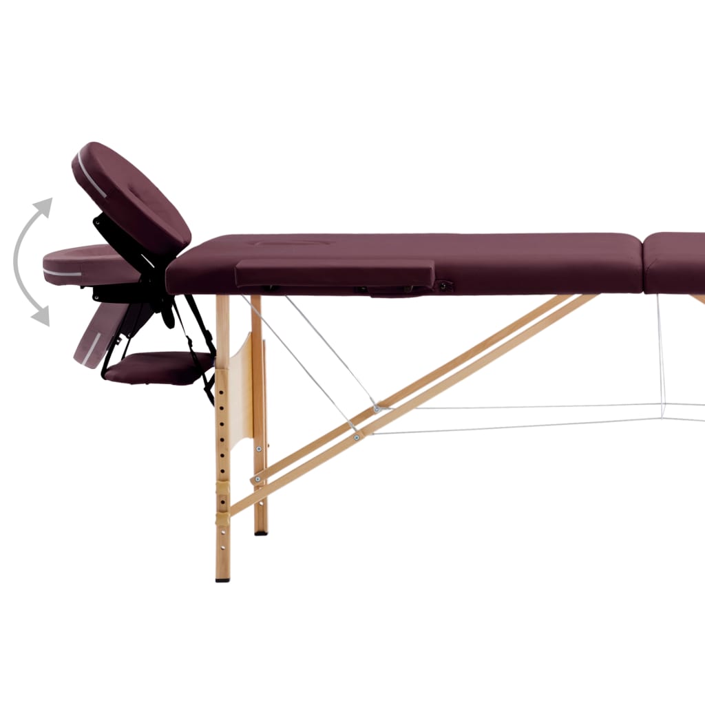 Massageliege Klappbar 2-Zonen mit Holzgestell Lila