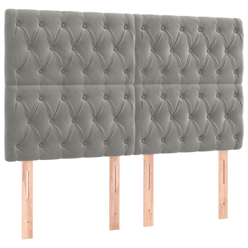 Kopfteil Hellgrau 80x7x118/128 cm Samt