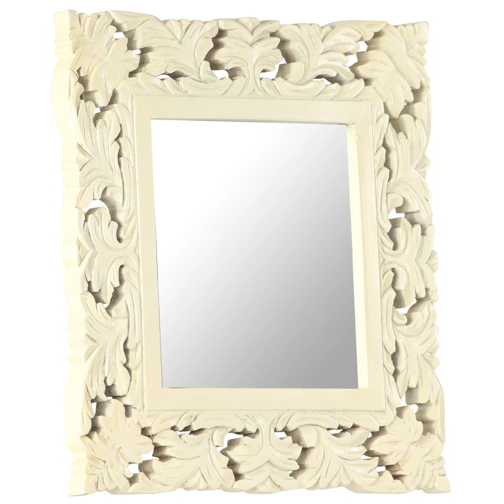 Spiegel Handgeschnitzt Braun 50x50 cm Massivholz Mango