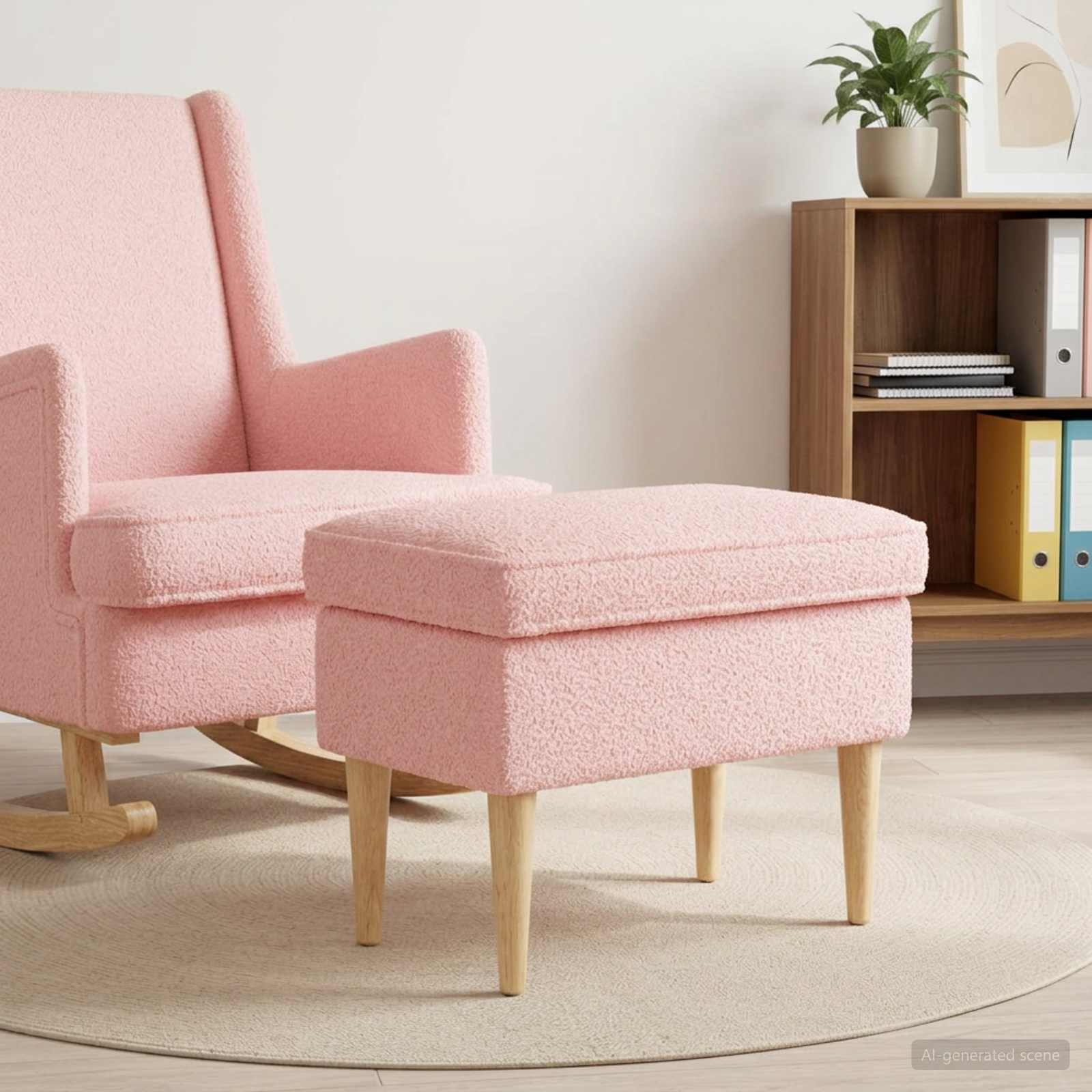 Hocker Creme 55 x 35 x 41 cm Bouclé